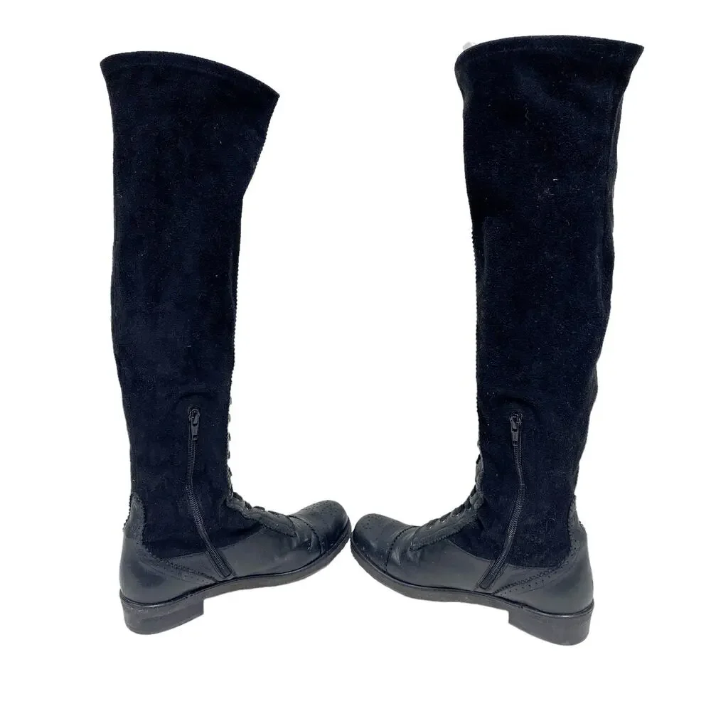 Stuart Weitzman Womens Size 8 Workit Black Laced Over Knee Boots
